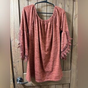 WinWin Terracotta Blouse with Lace Detail